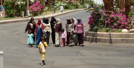 Some well dressed ladies arrive at Abu Simbal
