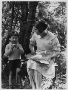 Nora with Stuart on Island